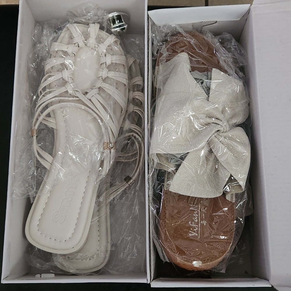 Stylish Cream and Tan Women's Sandals